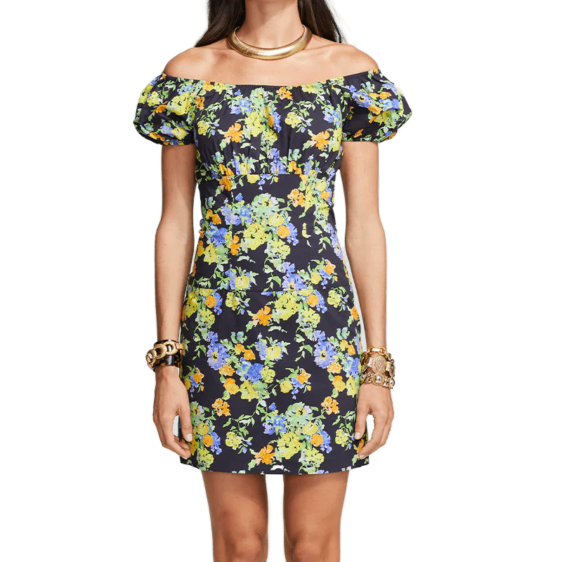 Caroline Constas Calla Mini Dress Size Small NEW Purple Yellow Noir Pryel Floral - Flair - Style