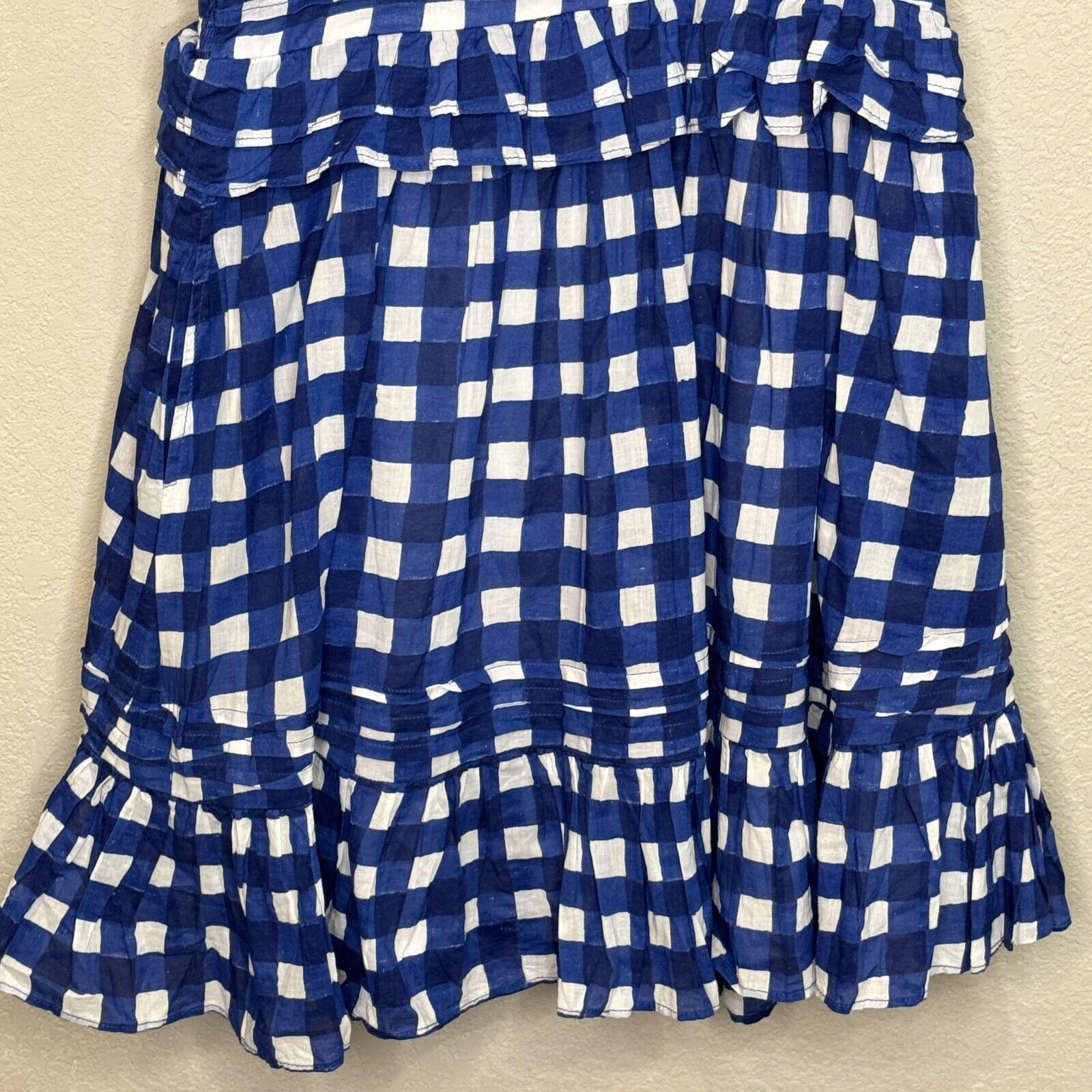 Cleobella Benny Mini Dress Size Small NEW Blue White $250 Ruffle Sleeve Smocked - Flair - Style