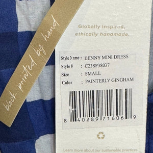 Cleobella Benny Mini Dress Size Small NEW Blue White $250 Ruffle Sleeve Smocked - Flair - Style