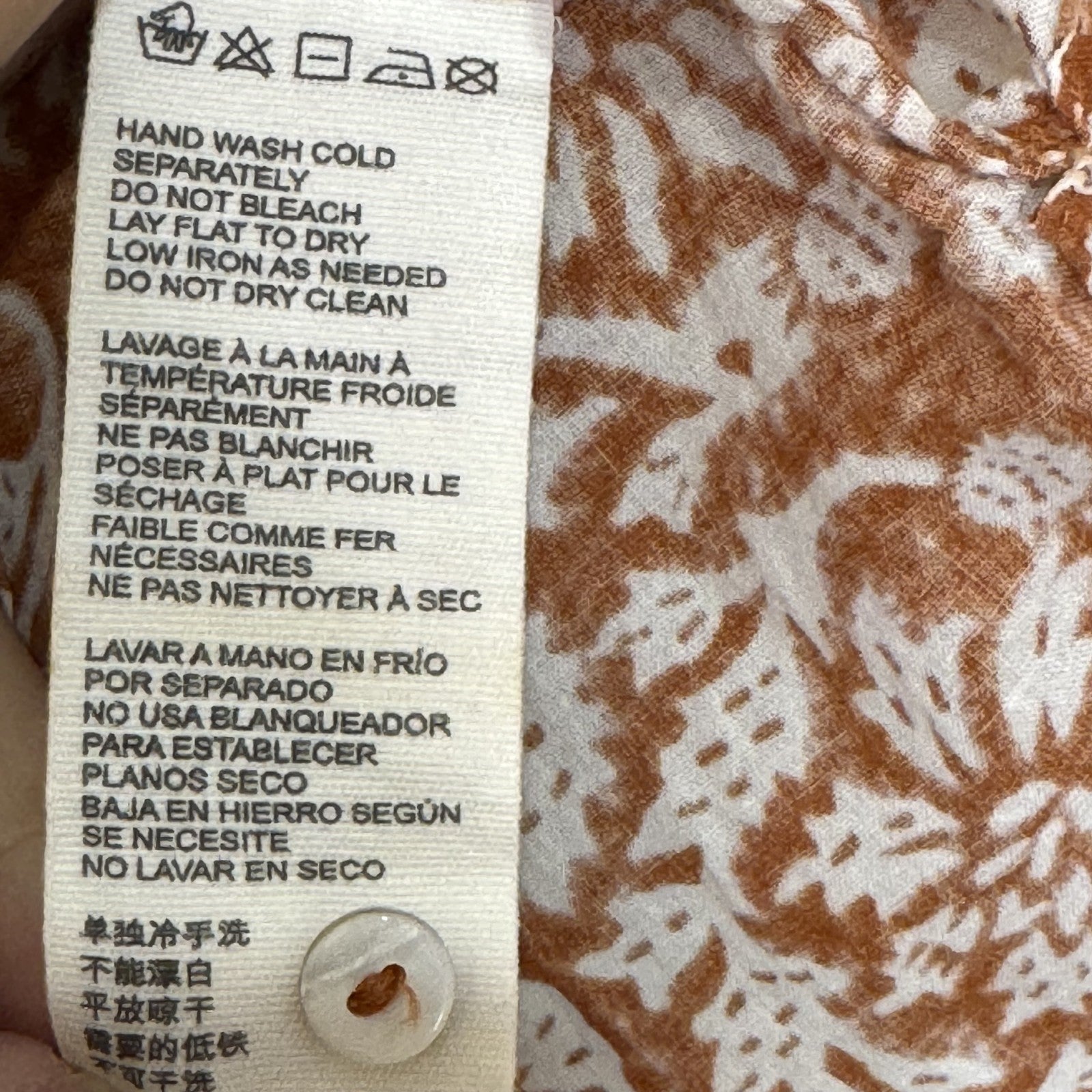 Cleobella Blouse Womens Medium Brown White Boho Floral Print Organic Cotton Top - Flair - Style