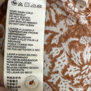 Cleobella Blouse Womens Medium Brown White Boho Floral Print Organic Cotton Top - Flair - Style