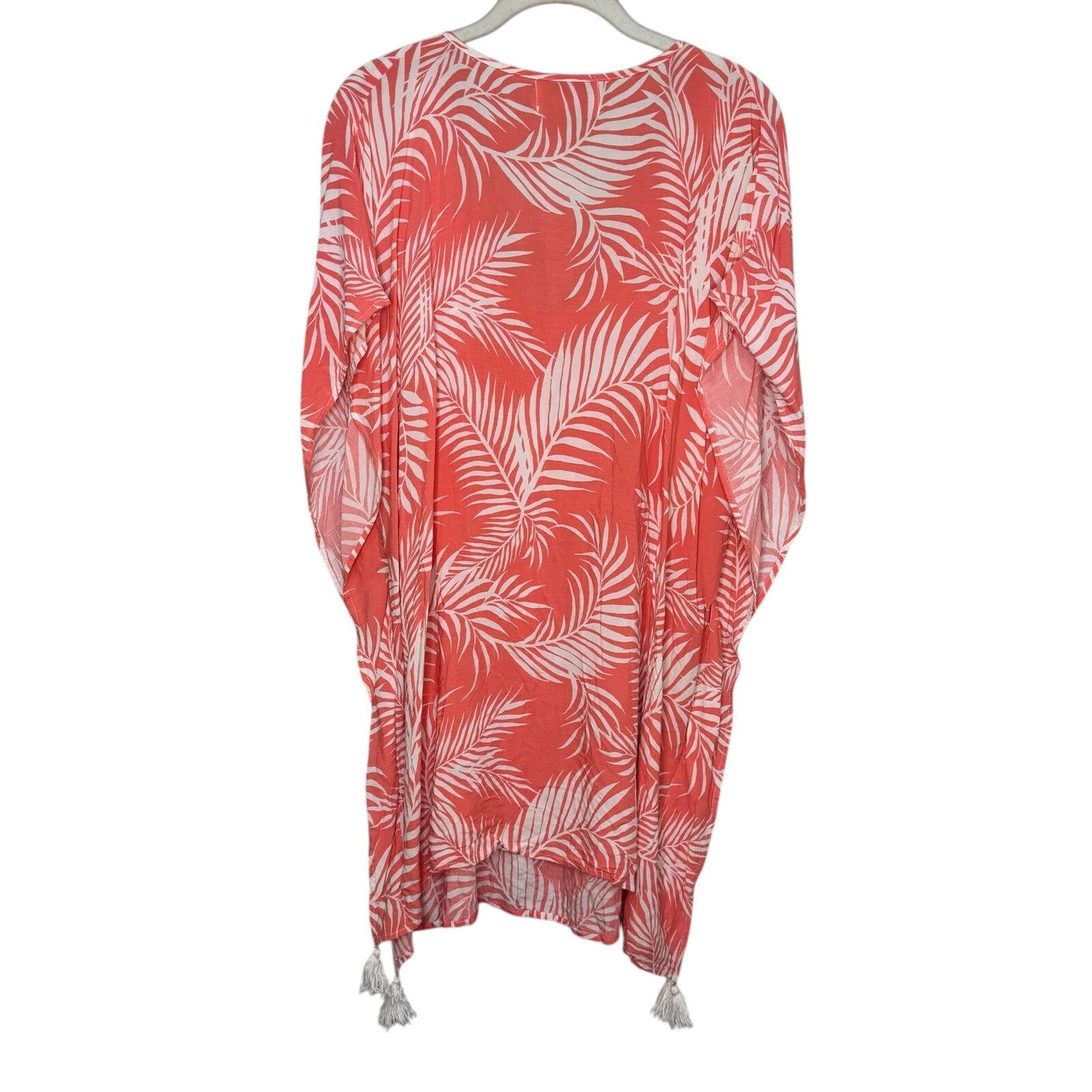 Cleobella Dreamy Sunset Swim Cover - Up One Size Tassels Palm Print Coral White - Flair - Style