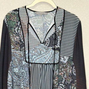 Clover Canyon Blouse Womens XS Paisley Patchwork Sheer Long Sleeve Boho Made USA - Flair - Style