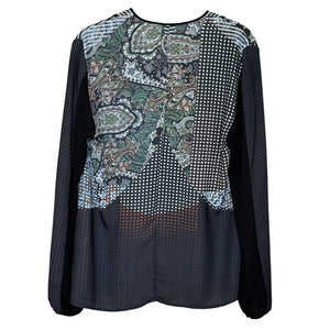 Clover Canyon Blouse Womens XS Paisley Patchwork Sheer Long Sleeve Boho Made USA - Flair - Style