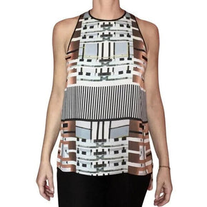 CLOVER CANYON Multicolor Sleeveless Hi - Low Tunic Tank Top Size Small NEW $198 - Flair - Style