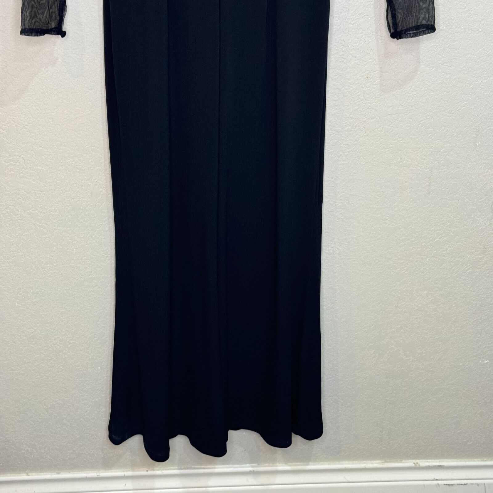 David Meister Dress Gown Size 6 Black Gold Lace Illusion Floral Bodice NEW - Flair - Style