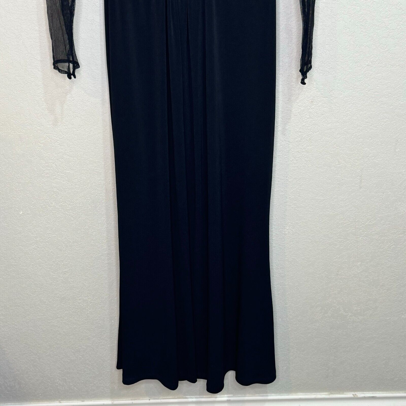 David Meister Dress Gown Size 6 Black Gold Lace Illusion Floral Bodice NEW - Flair - Style