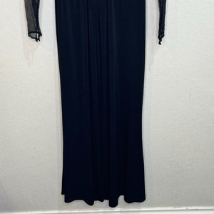 David Meister Dress Gown Size 6 Black Gold Lace Illusion Floral Bodice NEW - Flair - Style