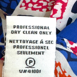 Diane Von Furstenburg DVF Blouse Shirt Size 4 Blue Silk Pattern Lorelei Two - Flair - Style