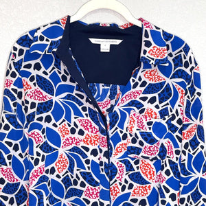 Diane Von Furstenburg DVF Blouse Shirt Size 4 Blue Silk Pattern Lorelei Two - Flair - Style