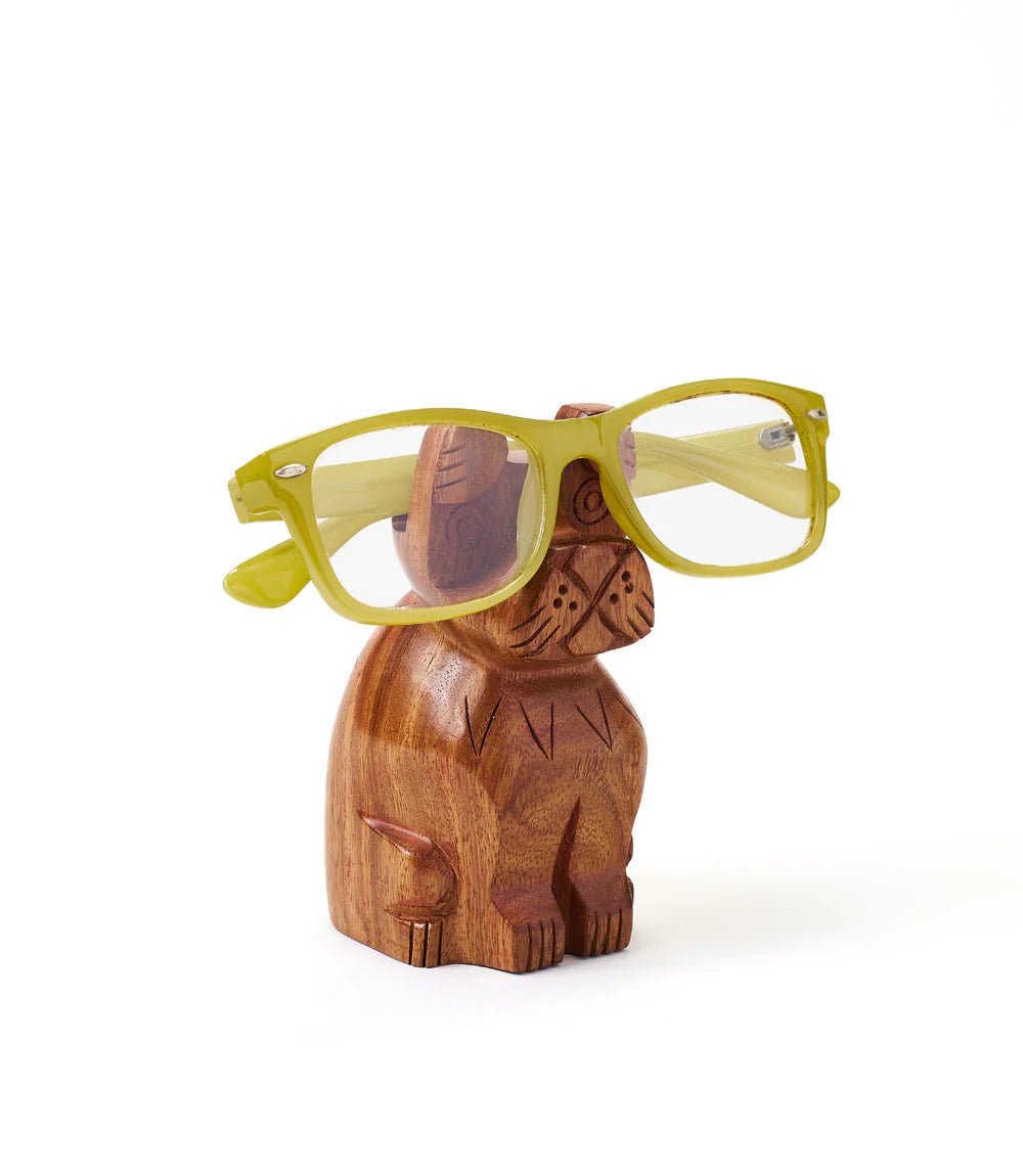Dog Eyeglass Holder Stand in Hand Carved Wood - Flair - Style
