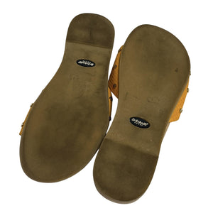 Dr Scholls Shoes Womens Size 7M Yellow Slide Sandals Buckle Textured Comfort - Flair - Style