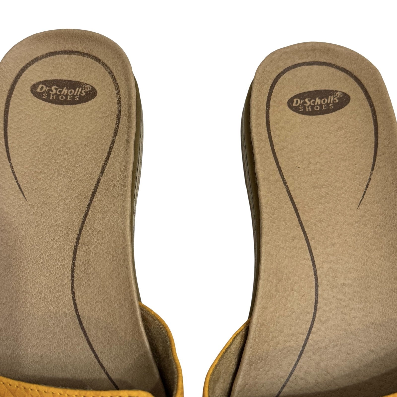 Dr Scholls Shoes Womens Size 7M Yellow Slide Sandals Buckle Textured Comfort - Flair - Style