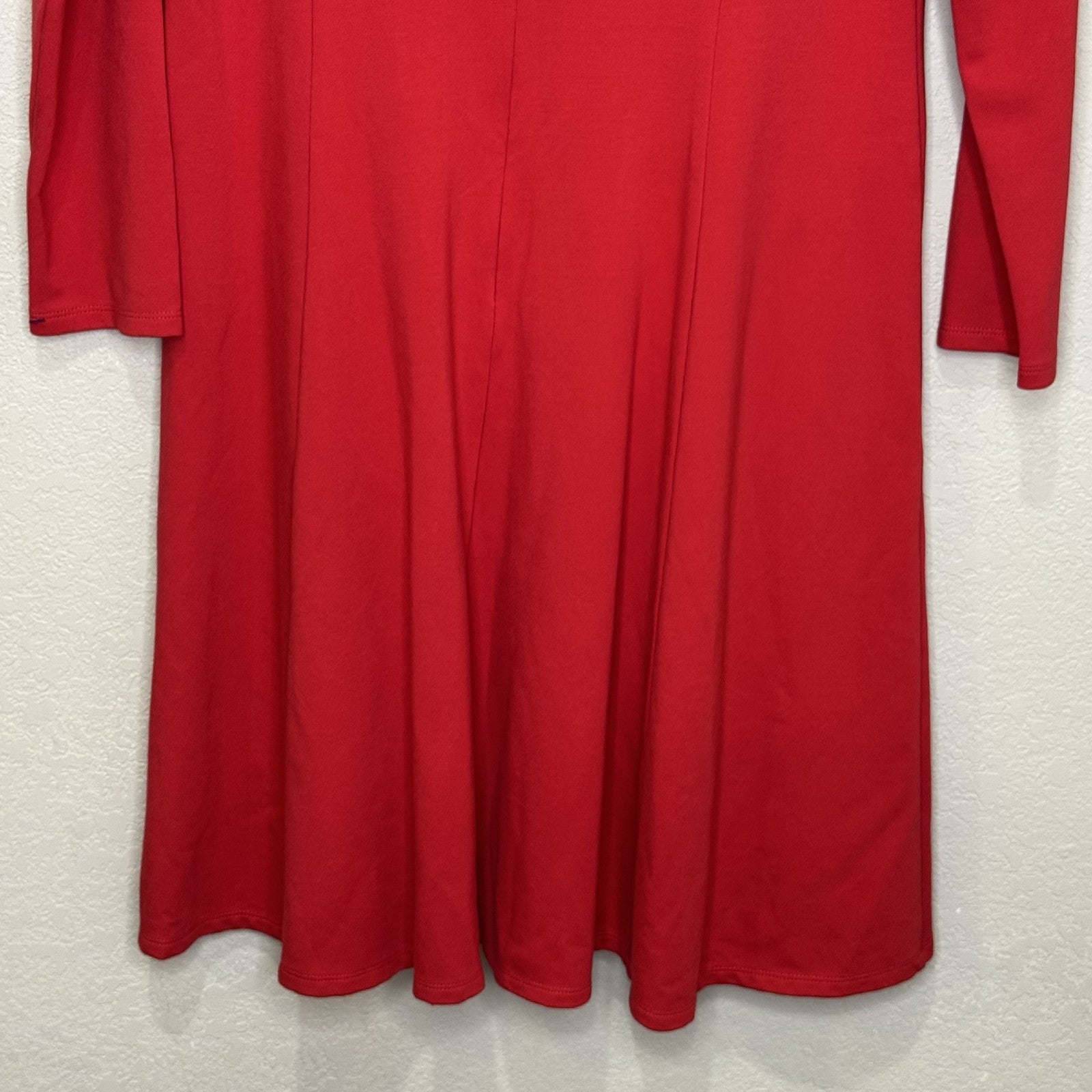 Draper James Dress Womens Medium Red Long Sleeve Fit Flare Stretch Party - Flair - Style