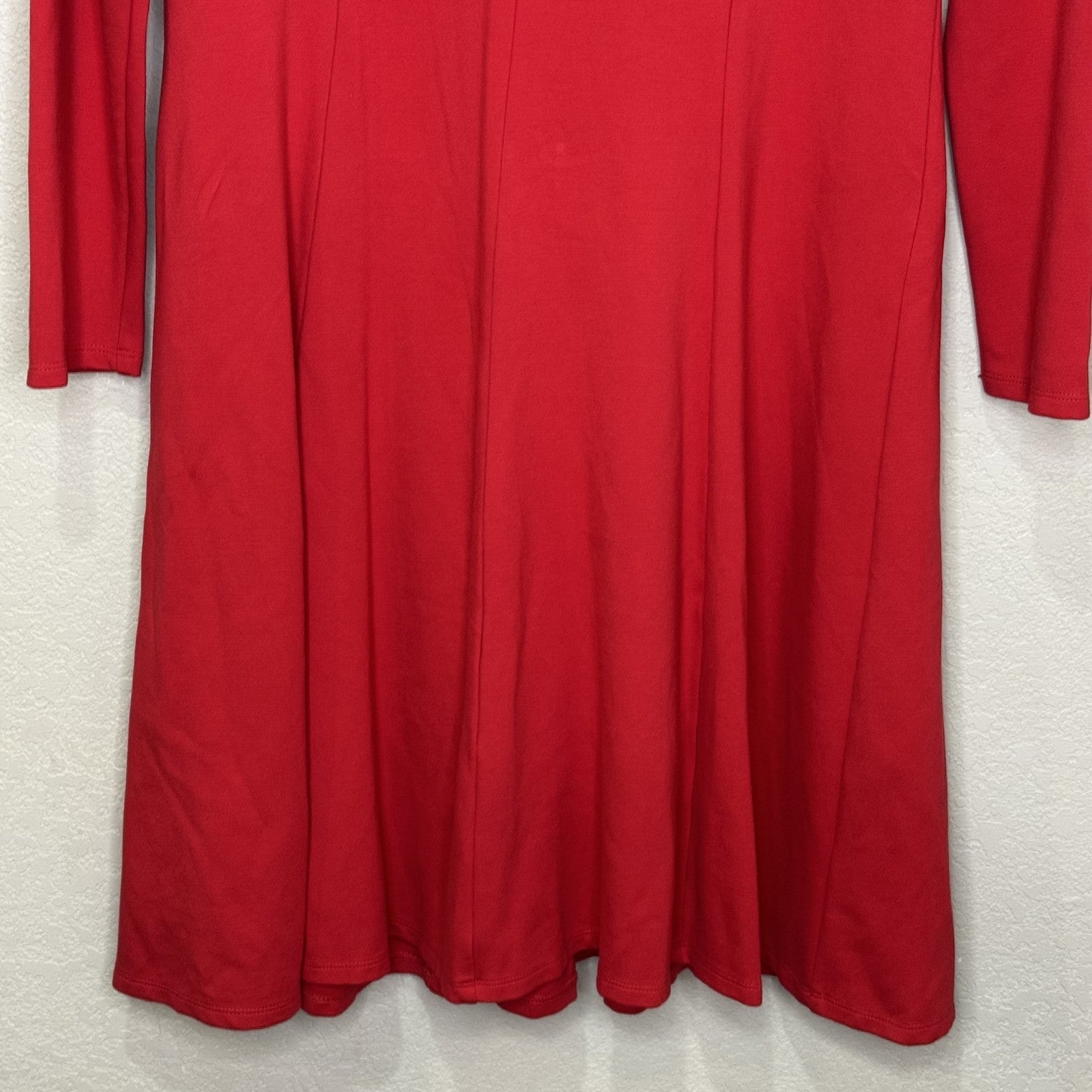 Draper James Dress Womens Medium Red Long Sleeve Fit Flare Stretch Party - Flair - Style