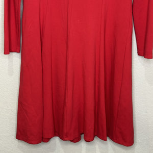 Draper James Dress Womens Medium Red Long Sleeve Fit Flare Stretch Party - Flair - Style