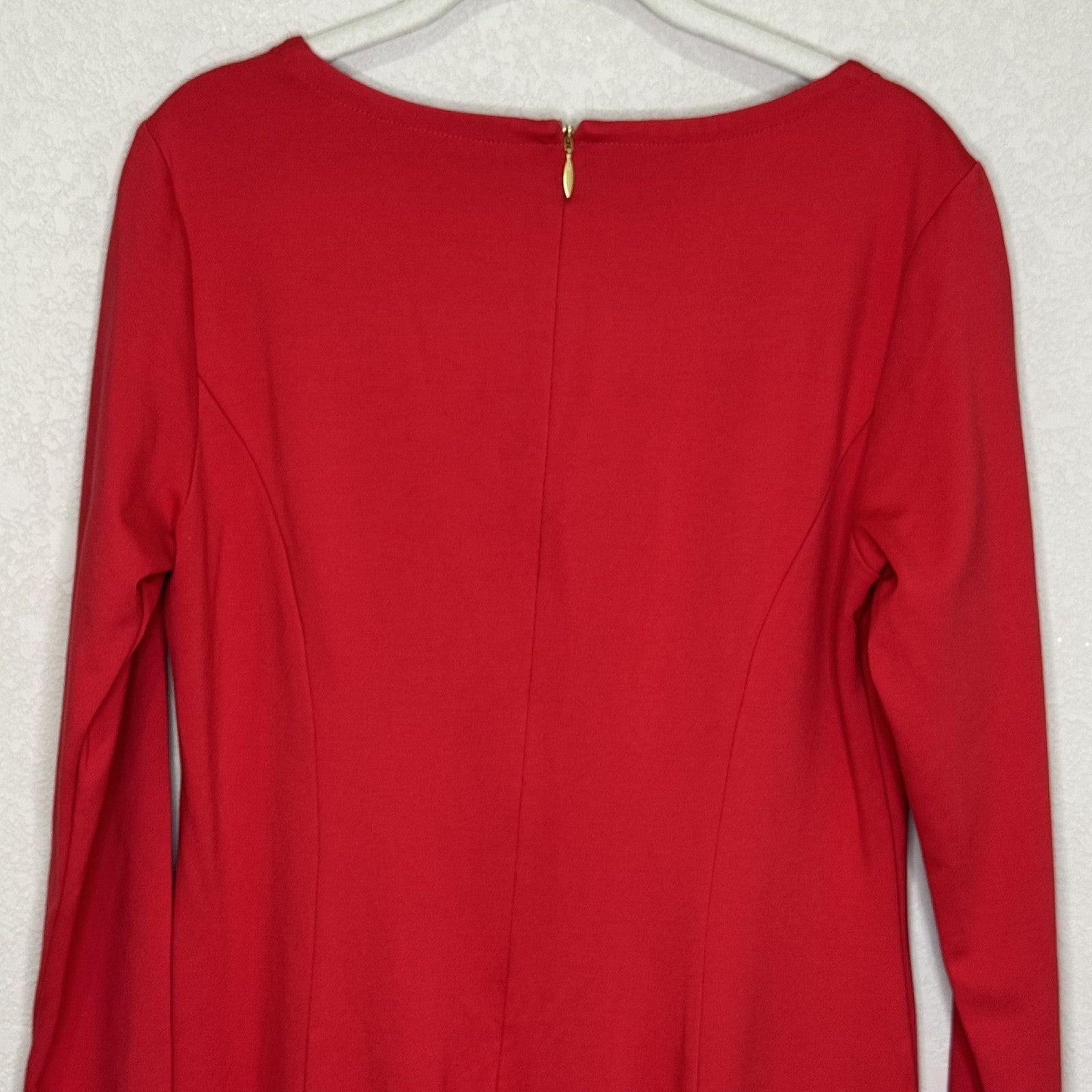 Draper James Dress Womens Medium Red Long Sleeve Fit Flare Stretch Party - Flair - Style