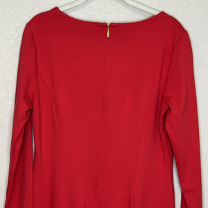 Draper James Dress Womens Medium Red Long Sleeve Fit Flare Stretch Party - Flair - Style