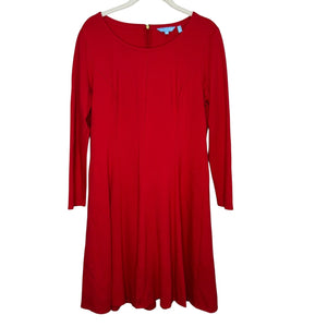 Draper James Dress Womens Medium Red Long Sleeve Fit Flare Stretch Party - Flair - Style