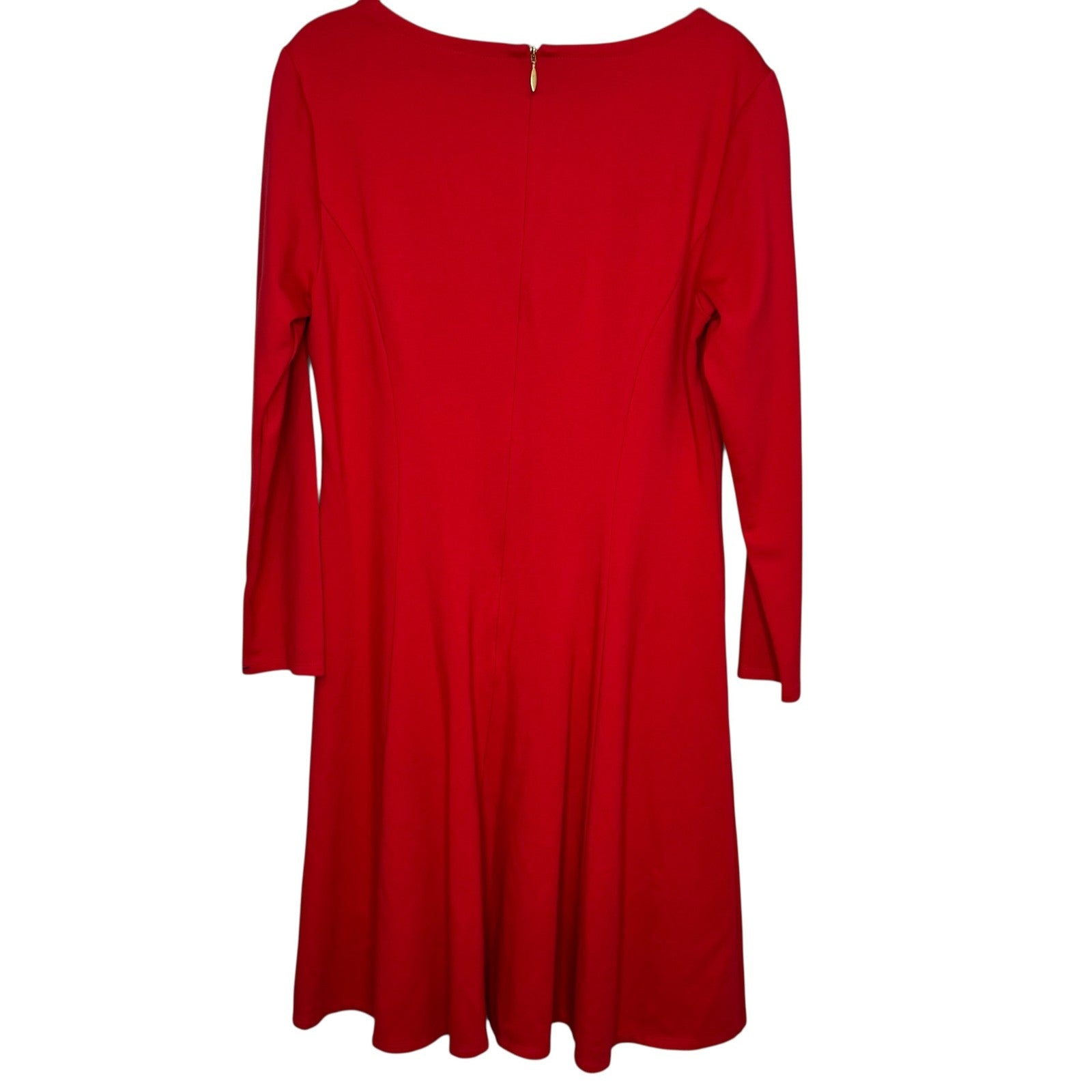 Draper James Dress Womens Medium Red Long Sleeve Fit Flare Stretch Party - Flair - Style