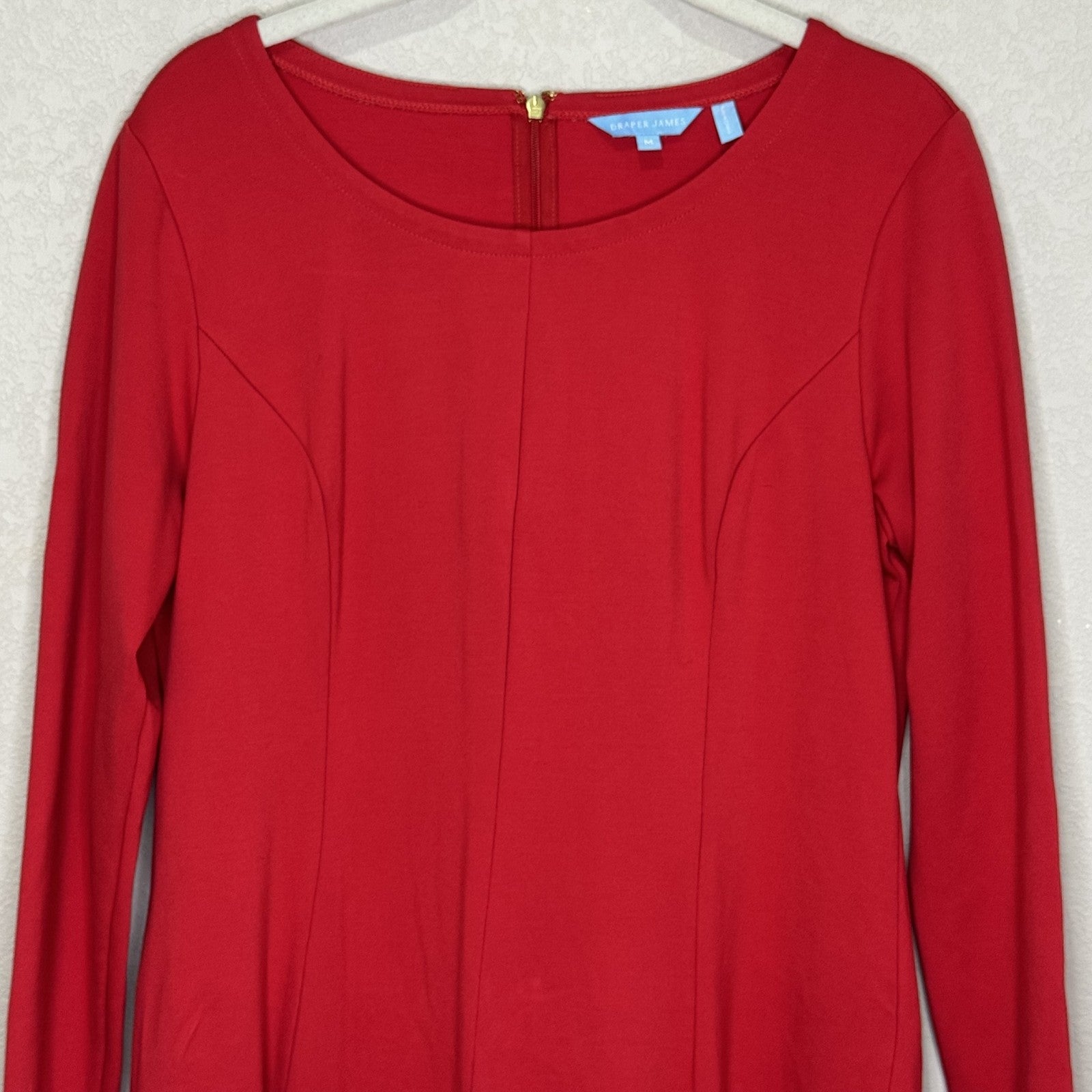 Draper James Dress Womens Medium Red Long Sleeve Fit Flare Stretch Party - Flair - Style