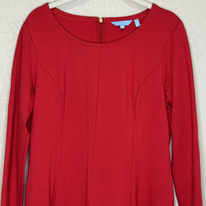 Draper James Dress Womens Medium Red Long Sleeve Fit Flare Stretch Party - Flair - Style