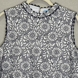 Draper James Top Womens 6 Sleeveless Floral Lace Overlay Scallop Detail Blouse - Flair - Style