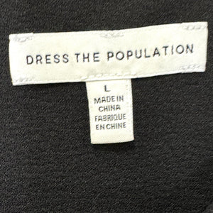 Dress The Population Ruth Dress Size Large Black Ruth Sheath Short Sleeve Lined - Flair - Style