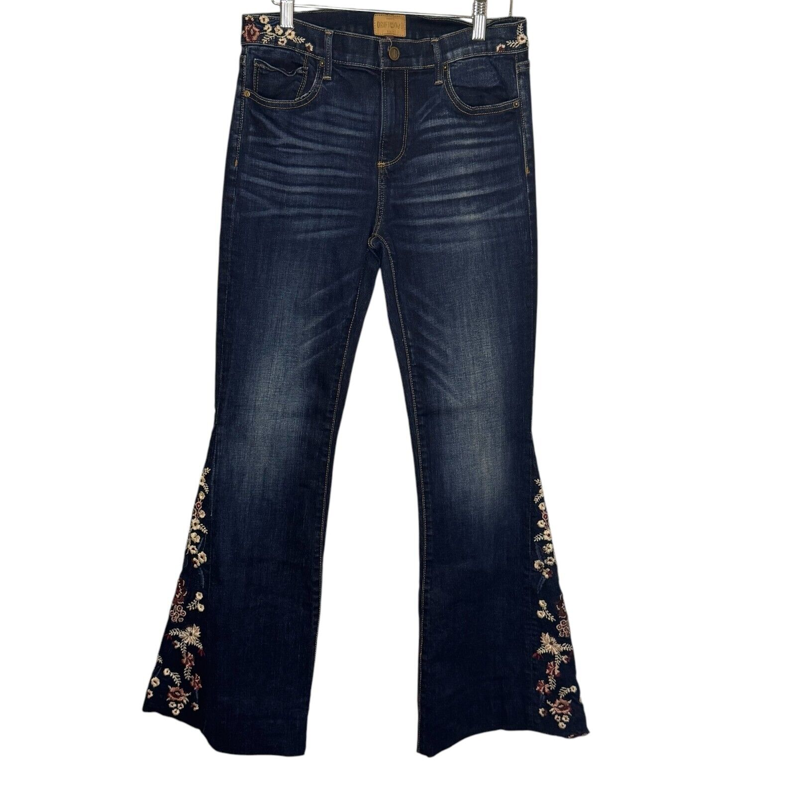 Driftwood Farrah Flare Jeans Size 28 Embroidered Boho Festival - Flair - Style