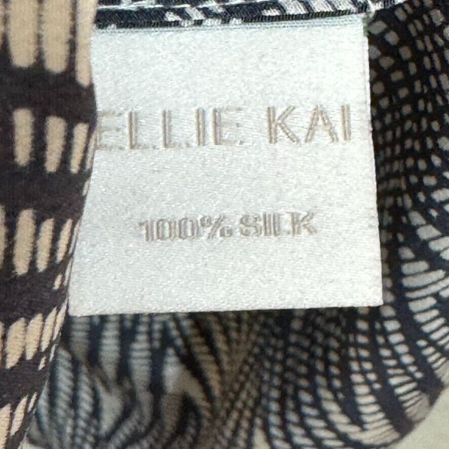 Ellie Kai Blue White Pattern Silk Long Sleeve Blouse Size 10 - Flair - Style