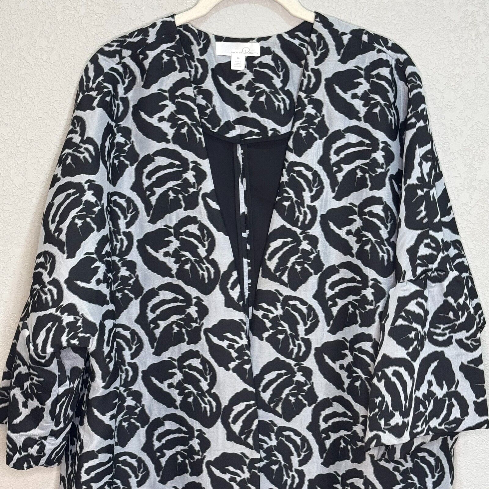 Emerson Rose Jacket Topper Size XL Black White Floral Jacquard - Flair - Style
