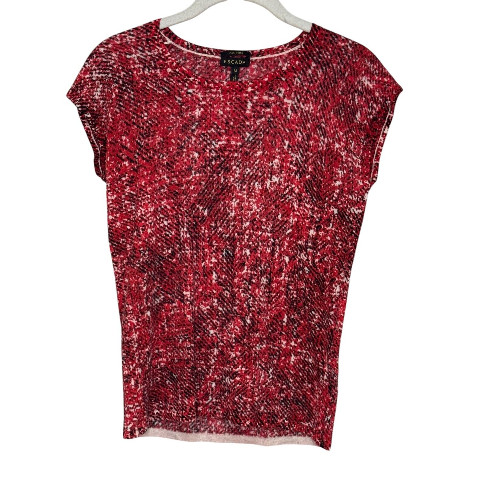 Escada Cashmere Sleeveless Sweater Shell Size Medium Red Plaid - Flair - Style