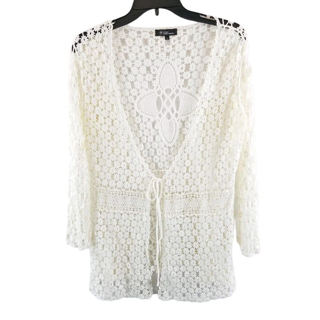 Etoile Isabel Marant Cardigan Sweater Size Small (2) Ivory White Crochet Knit - Flair - Style