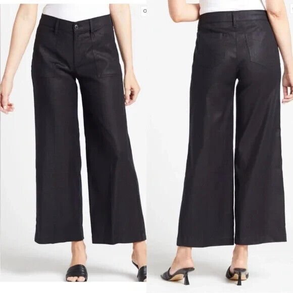 Evereve Beth Black Wide Leg Pants Size 30 NEW $148 Brushed Cotton - Flair - Style