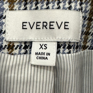 Evereve Blazer Womens XS Plaid Double Breasted Brown Blue Checkered Jacket Coat - Flair - Style