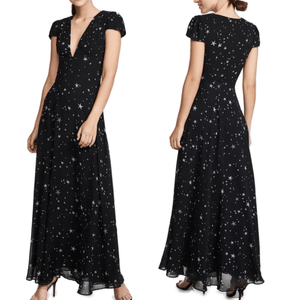 Fame and Partners Dress Black White The Rumi Starry Night Maxi Gown Size 10 - Flair - Style