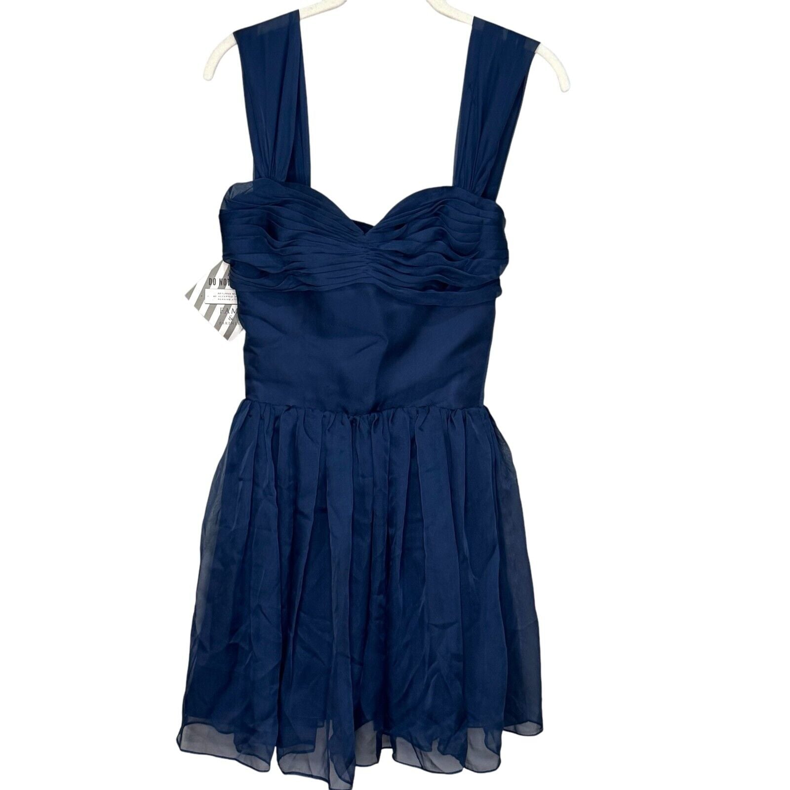 Fame & Partners Blue Chiffon Fit & Flare Mini Dress Size 0 Sweetheart Neck NEW - Flair - Style