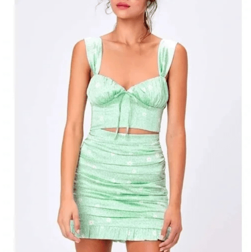 For Love & Lemons Crop Top | Size Medium | Green - Flair - Style