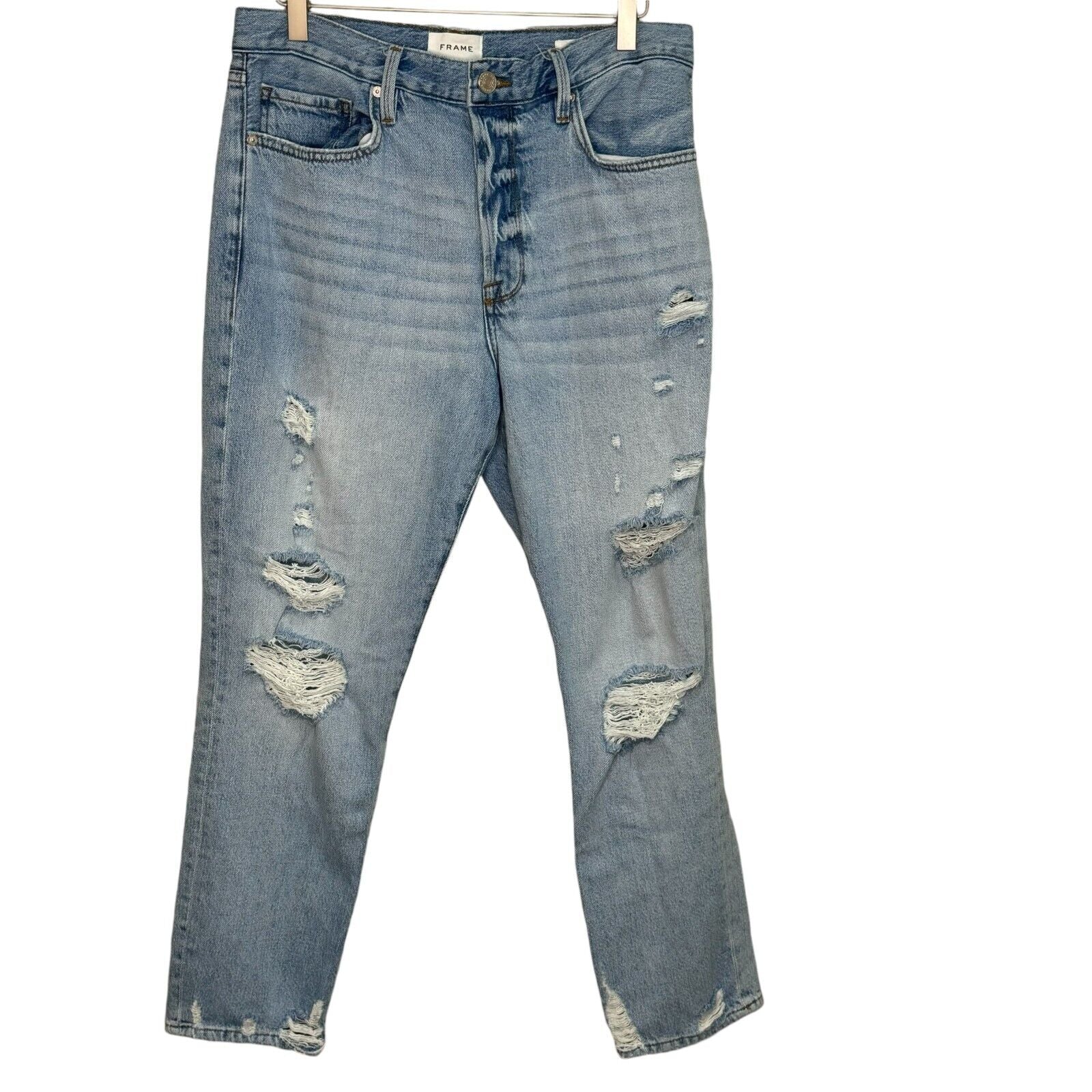 FRAME Jeans Size 30 Light Blue Distressed Le Original Ankle - Flair - Style