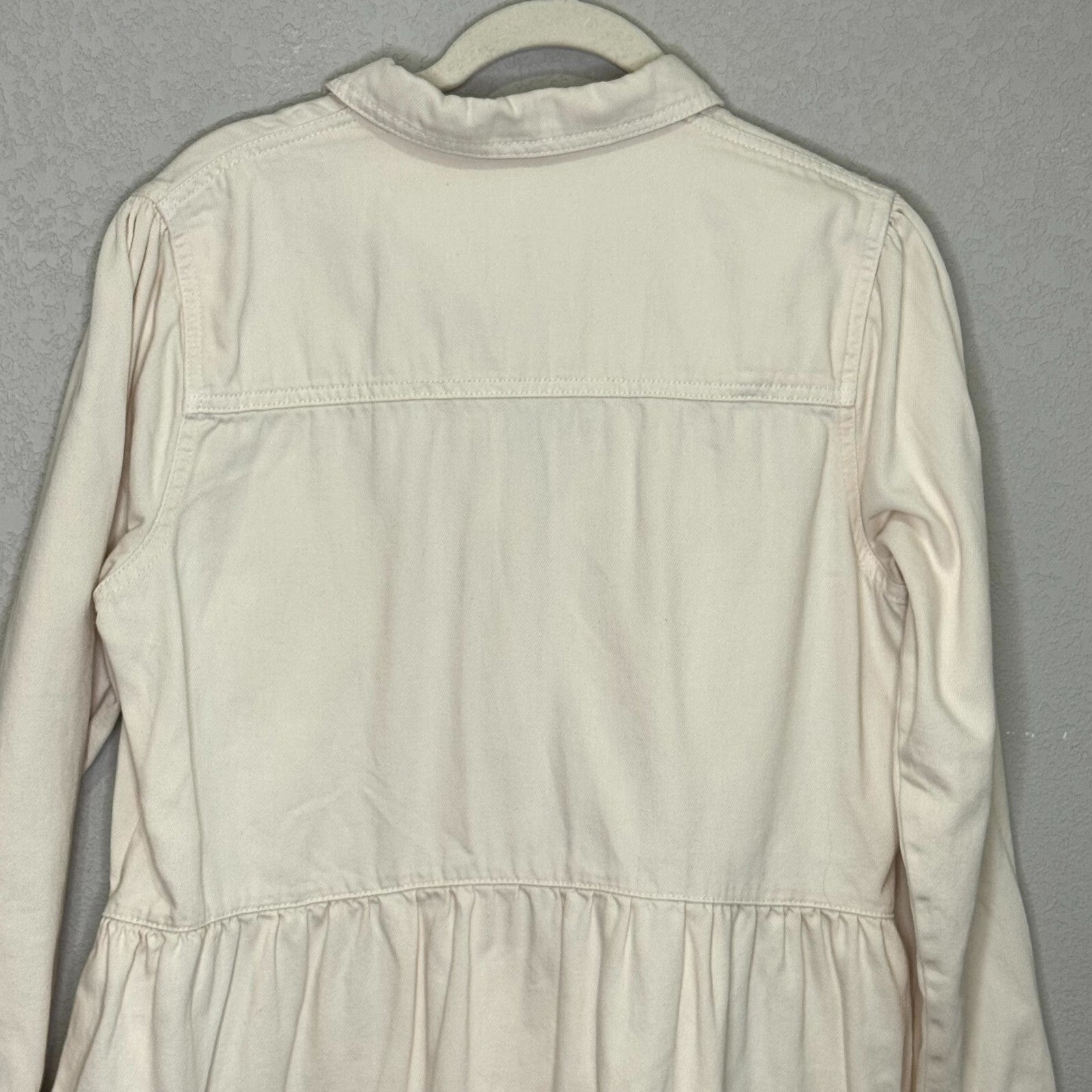 Free People Nicole Denim Dress Size Medium Ivory Mini Tiered Western - Flair - Style