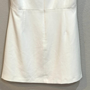 French Connection Dress Size 8 Whisper White Mini Ruffle Neck Sleeveless - Flair - Style