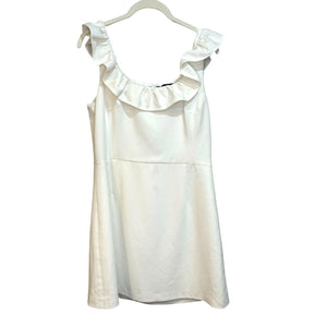 French Connection Dress Size 8 Whisper White Mini Ruffle Neck Sleeveless - Flair - Style