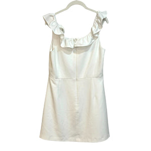 French Connection Dress Size 8 Whisper White Mini Ruffle Neck Sleeveless - Flair - Style