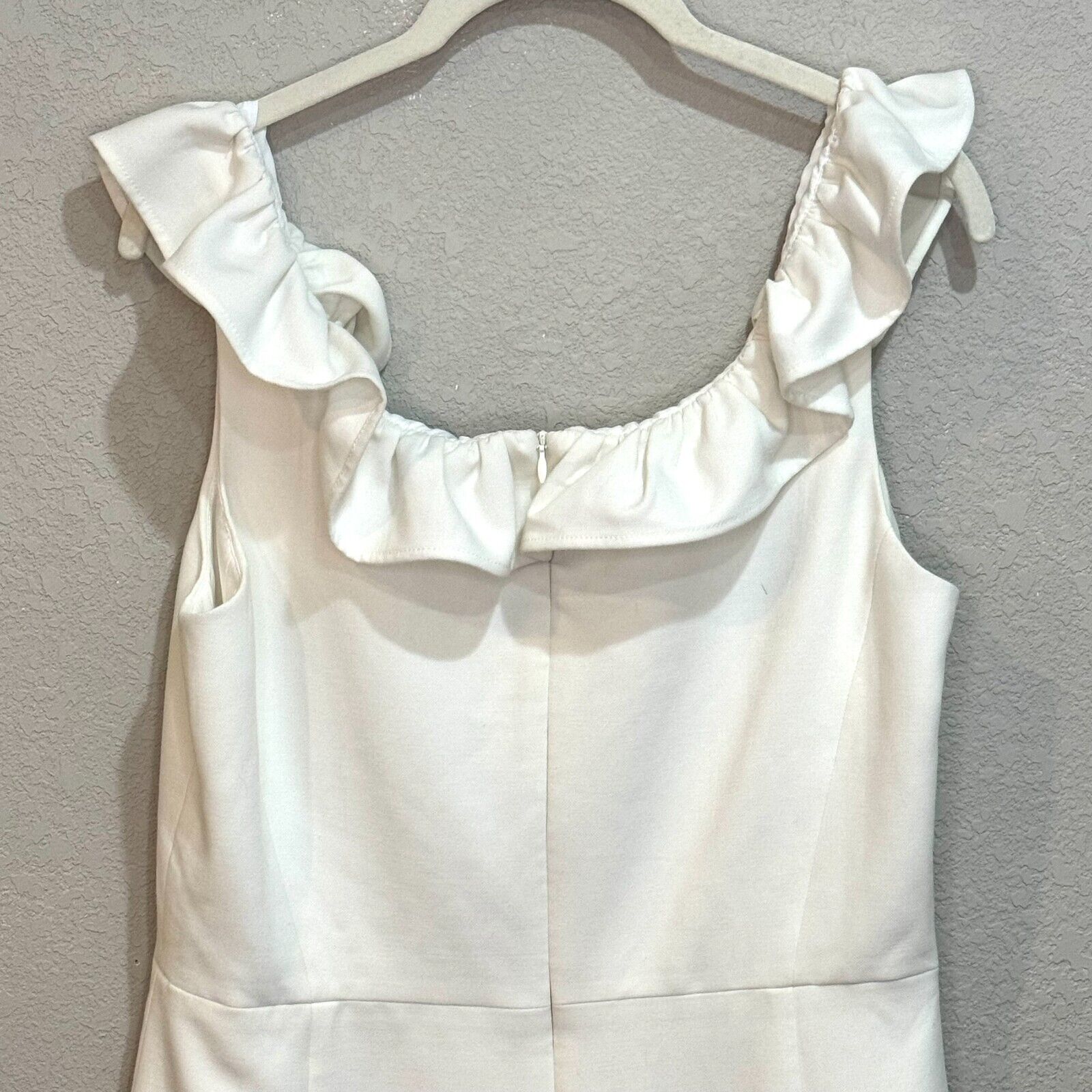 French Connection Dress Size 8 Whisper White Mini Ruffle Neck Sleeveless - Flair - Style