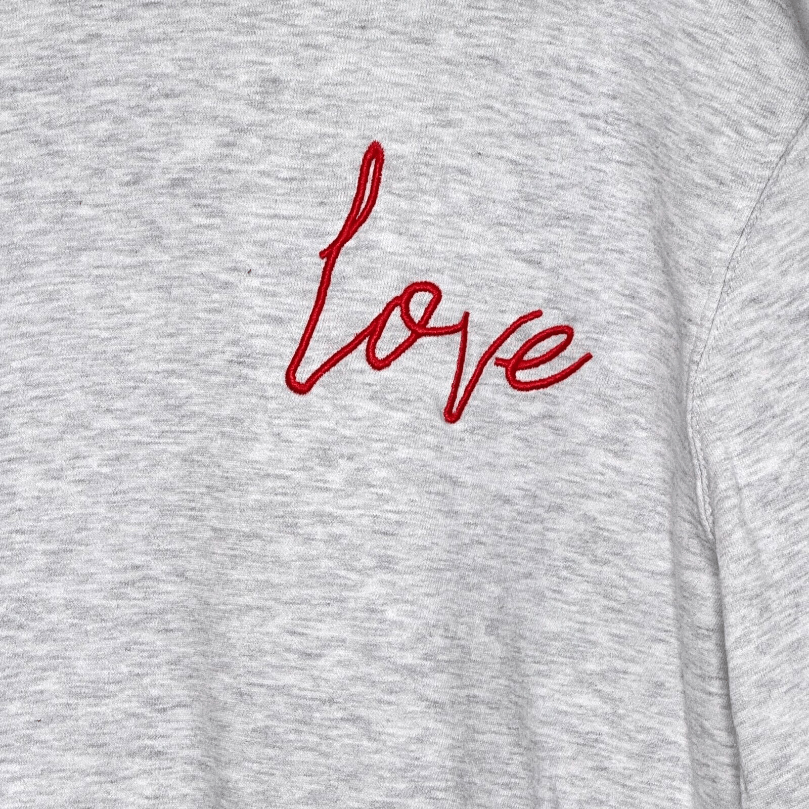 French Connection Love Sweatshirt Size Large Grey w Red Embroidery - Flair - Style