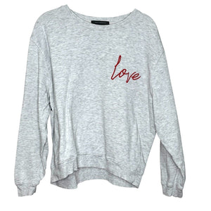 French Connection Love Sweatshirt Size Large Grey w Red Embroidery - Flair - Style