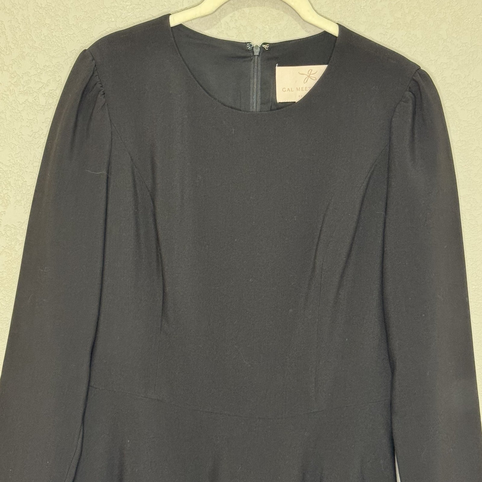 Gal Meets Glam Dress Celeste 10 Black Long Sleeve Drop Waist Fit Flare Classic - Flair - Style
