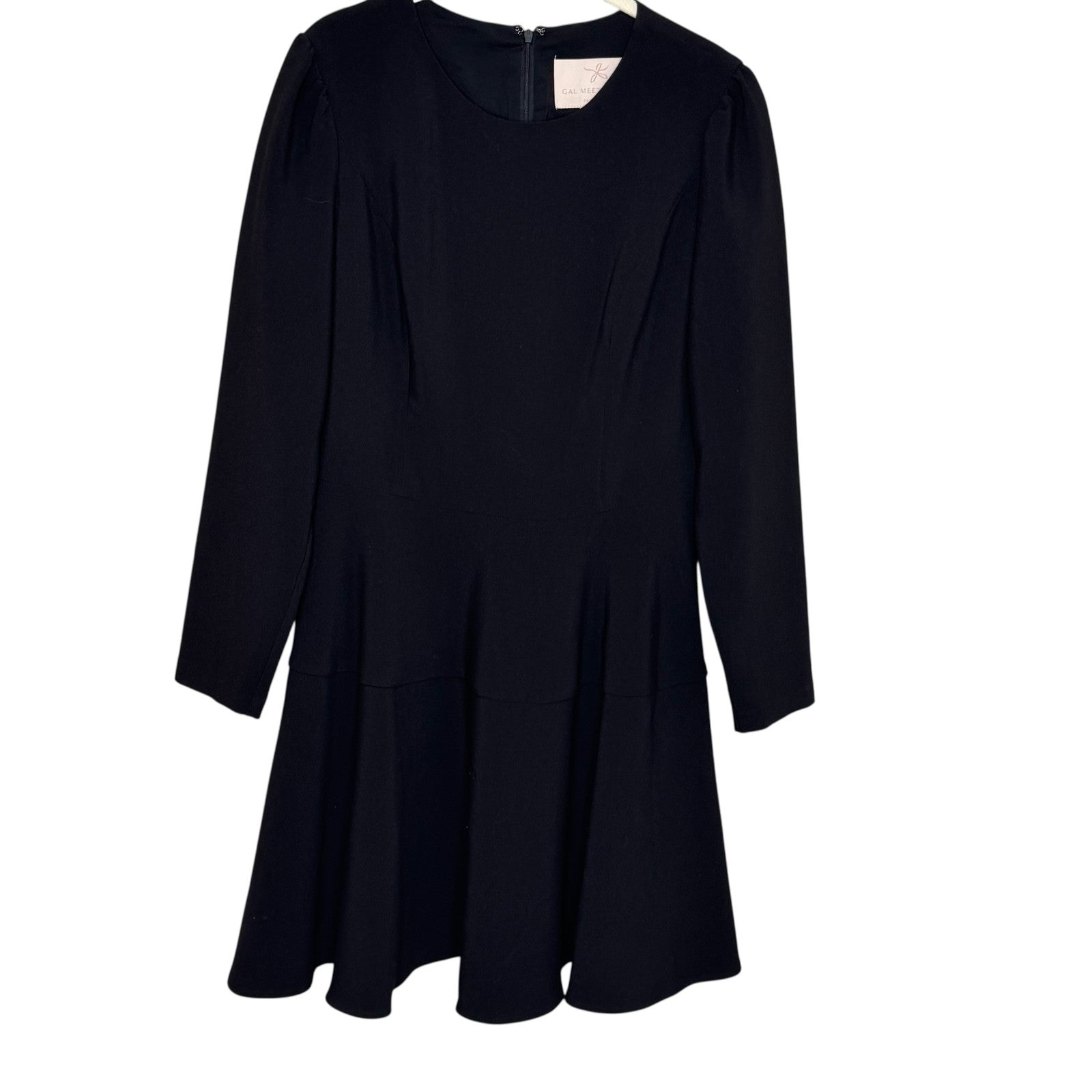Gal Meets Glam Dress Celeste 10 Black Long Sleeve Drop Waist Fit Flare Classic - Flair - Style