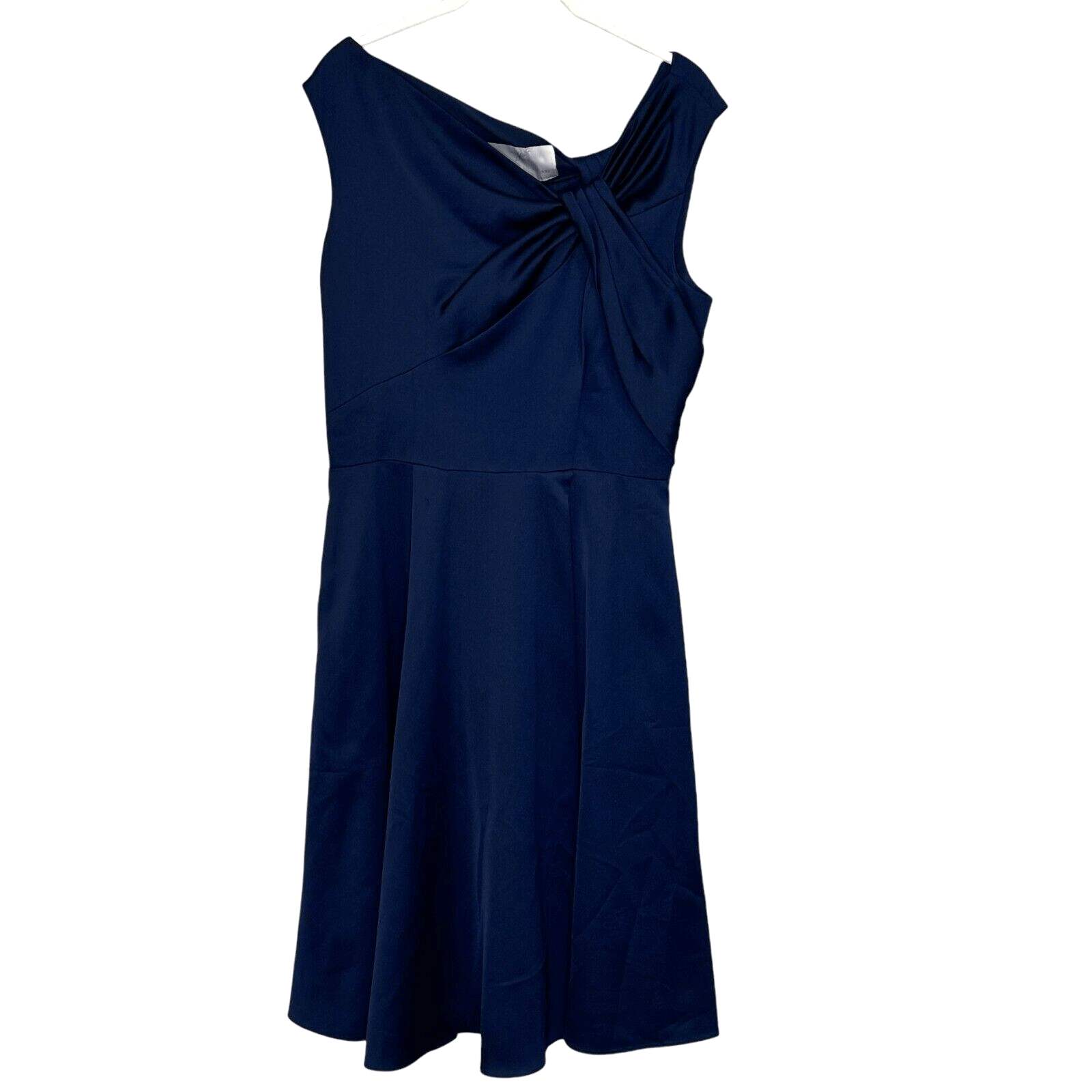 Gal Meets Glam Dress Size 6 Noelle Twist Navy Blue Asymmetrical Neckline - Flair - Style