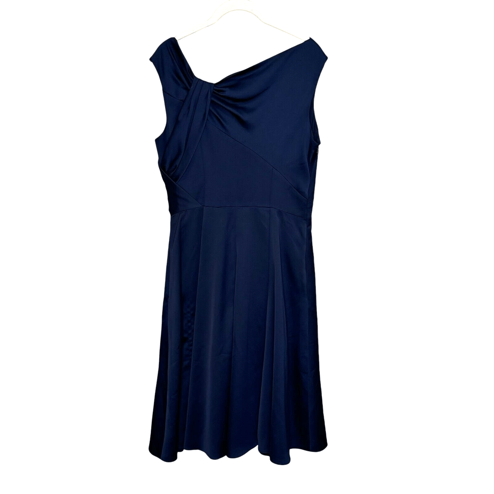 Gal Meets Glam Dress Size 6 Noelle Twist Navy Blue Asymmetrical Neckline - Flair - Style